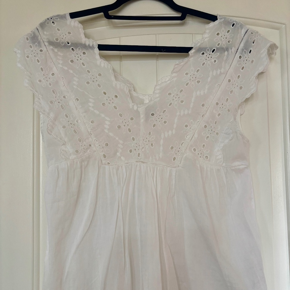 Lucky Brand White Eyelet Lace Cotton Blouse